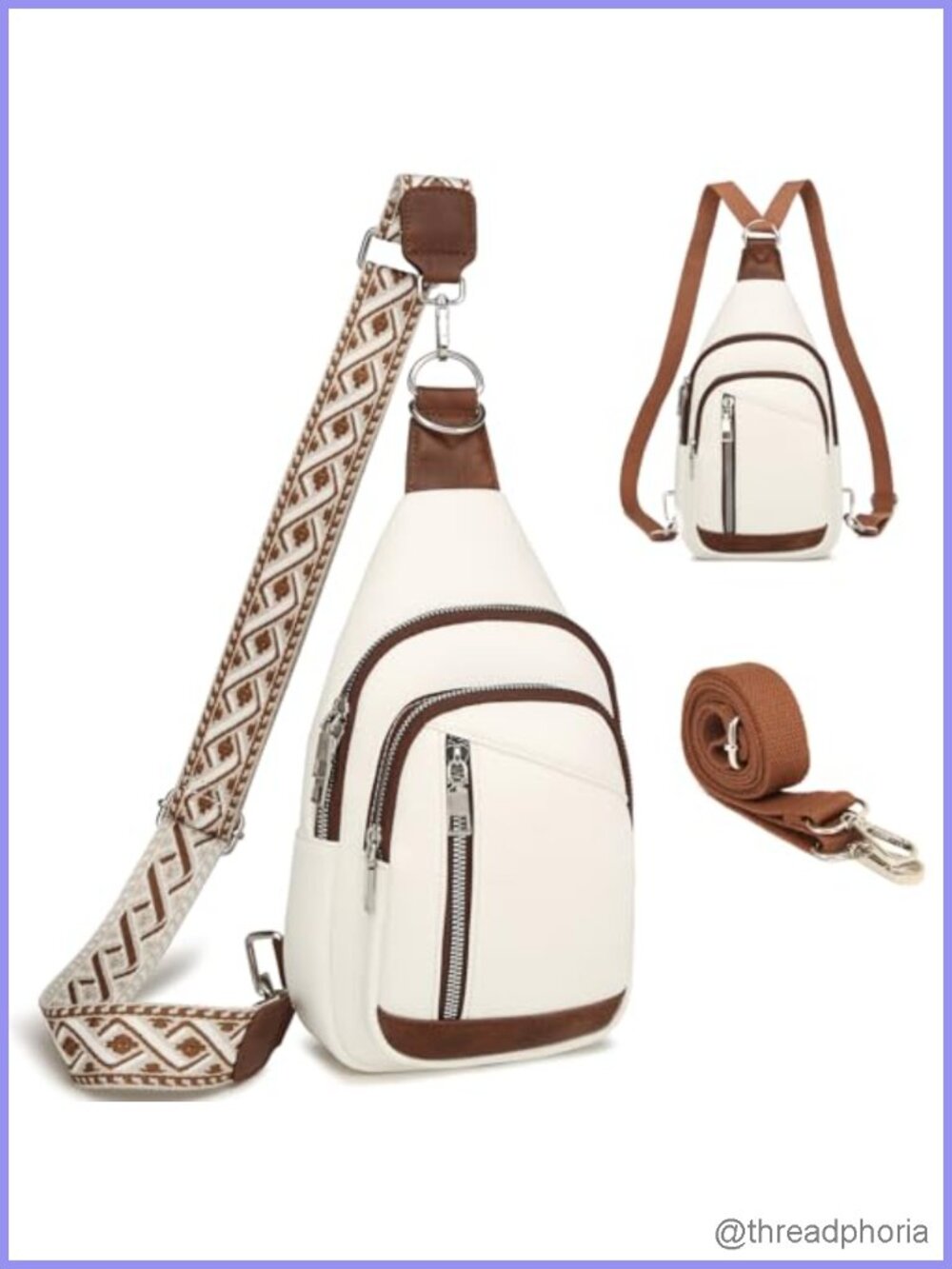 Faux Leather Crossbody Sling Bag Women 2-in-1 Mini Backpack Purse Anti-Theft